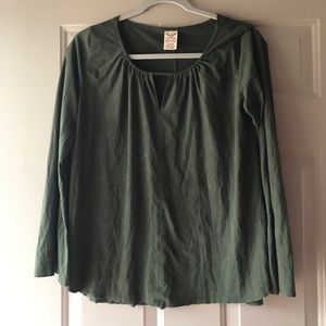 Faded Glory Army Green Suede Blouse Size Small